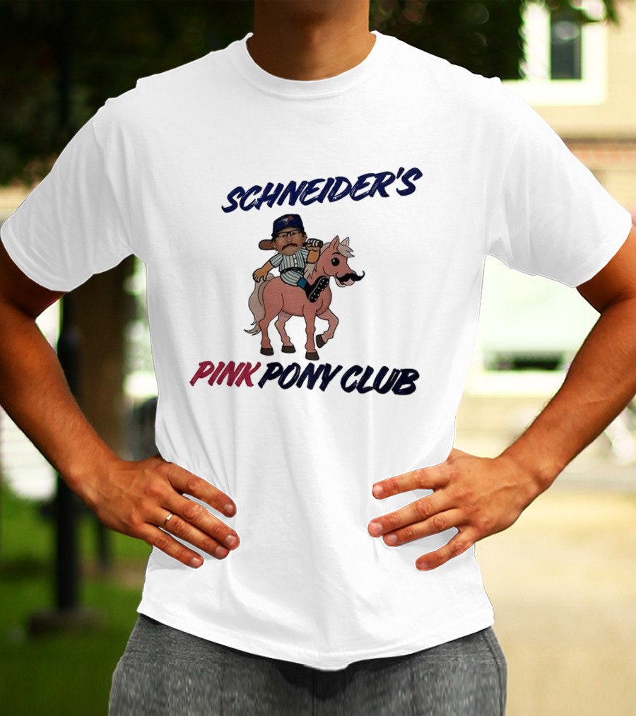 Schneider's Pink Pony Club Toronto Blue Jays Character Riding Cartoon Pony T-Shirt