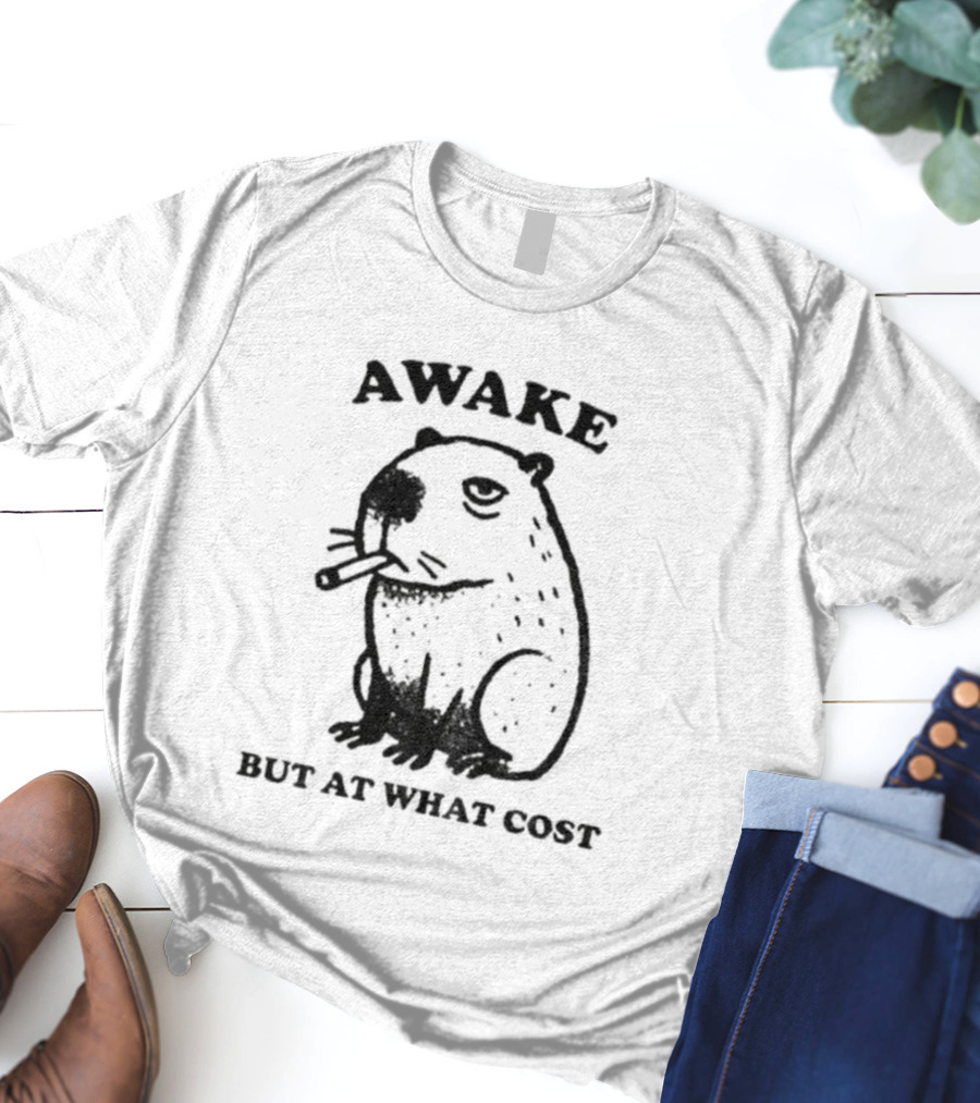 Awake Capybara Smoking Waffle But At What Cost T-Shirt