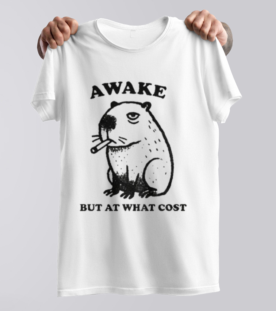 Awake Capybara Smoking Waffle But At What Cost T-Shirt
