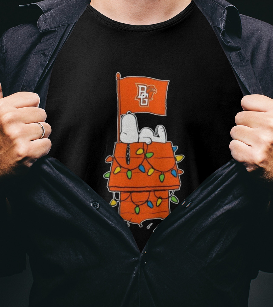 Bowling Green Falcons Snoopy Doghouse Christmas Lights T-Shirt