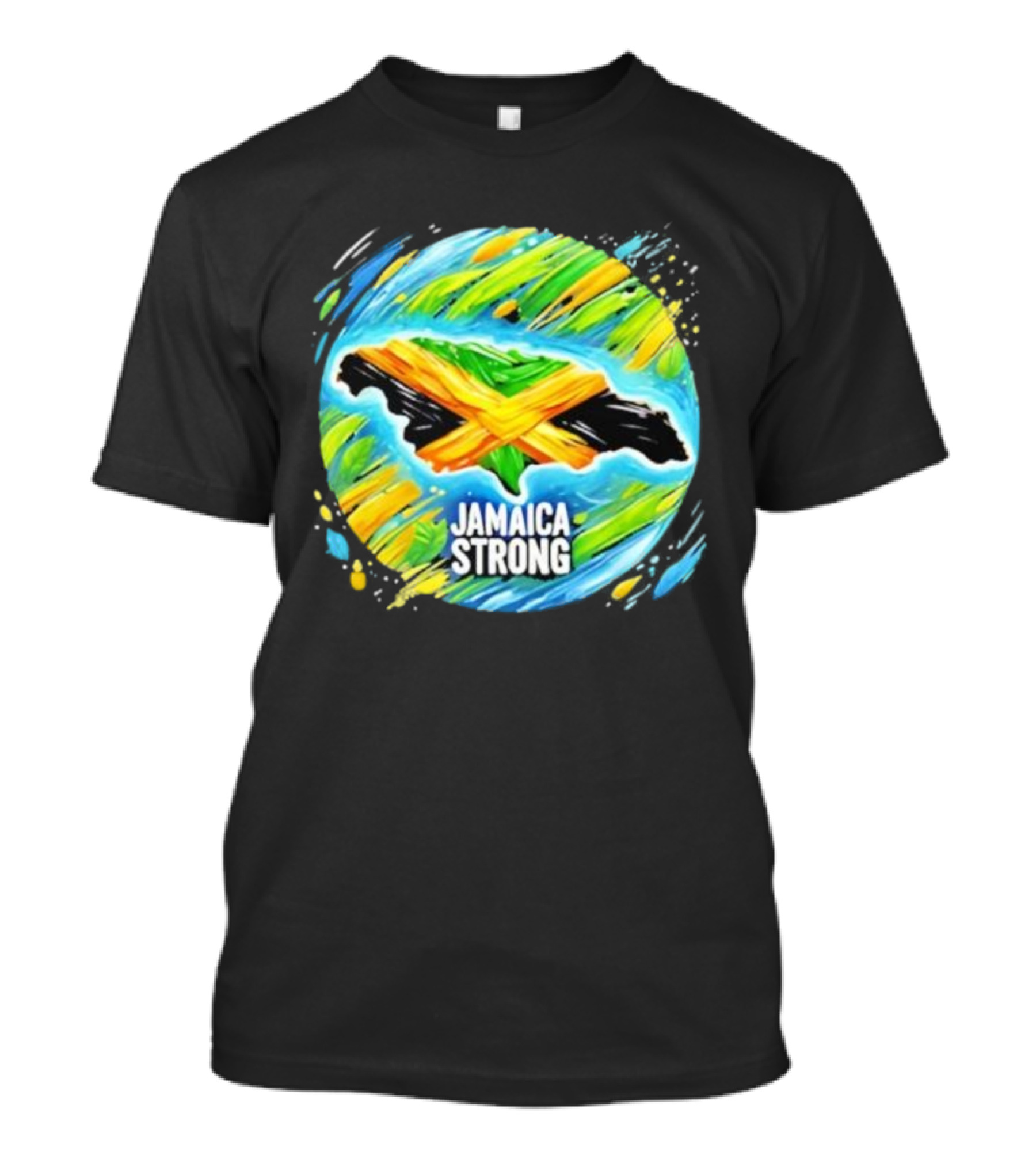 Jamaica Strong Hurricane Melissa Recovery Brush Stroke Flag Art T-Shirt
