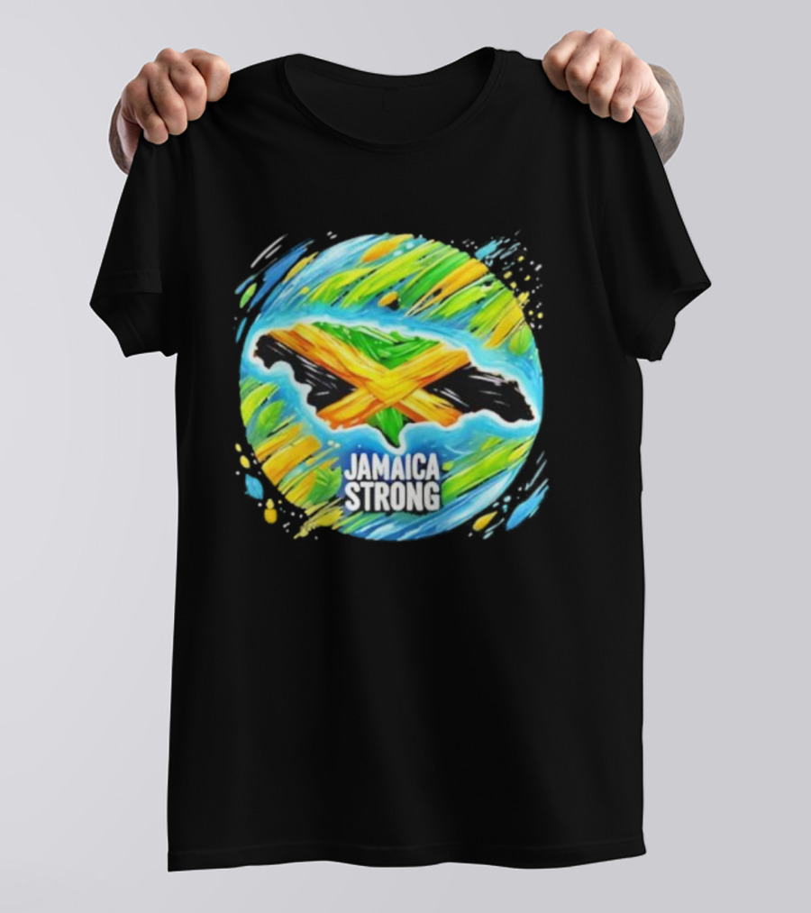 Jamaica Strong Hurricane Melissa Recovery Brush Stroke Flag Art T-Shirt