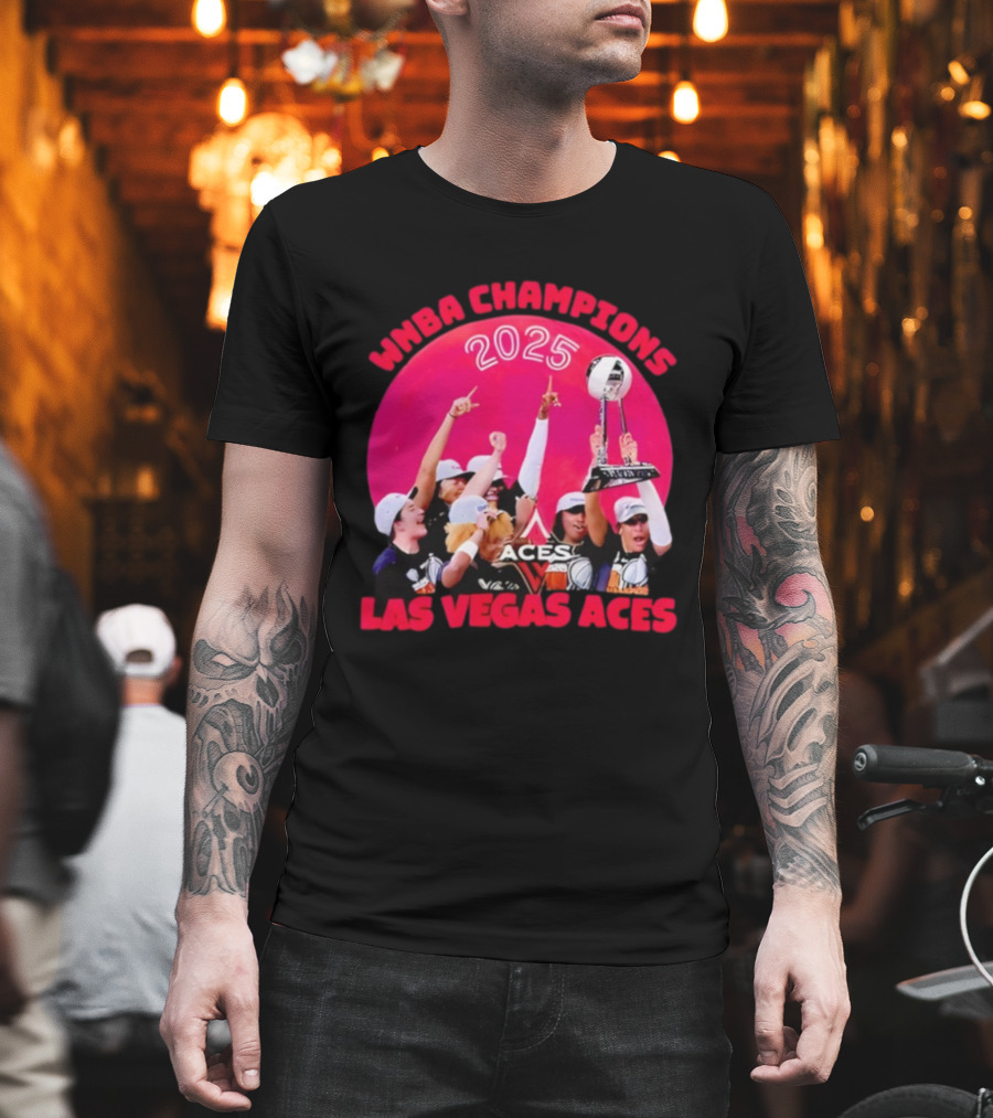WNBA Champions 2025 Las Vegas Aces Pink Moon Celebration T-Shirt