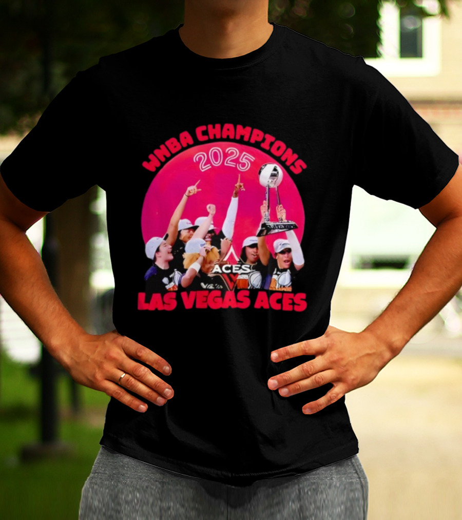WNBA Champions 2025 Las Vegas Aces Pink Moon Celebration T-Shirt