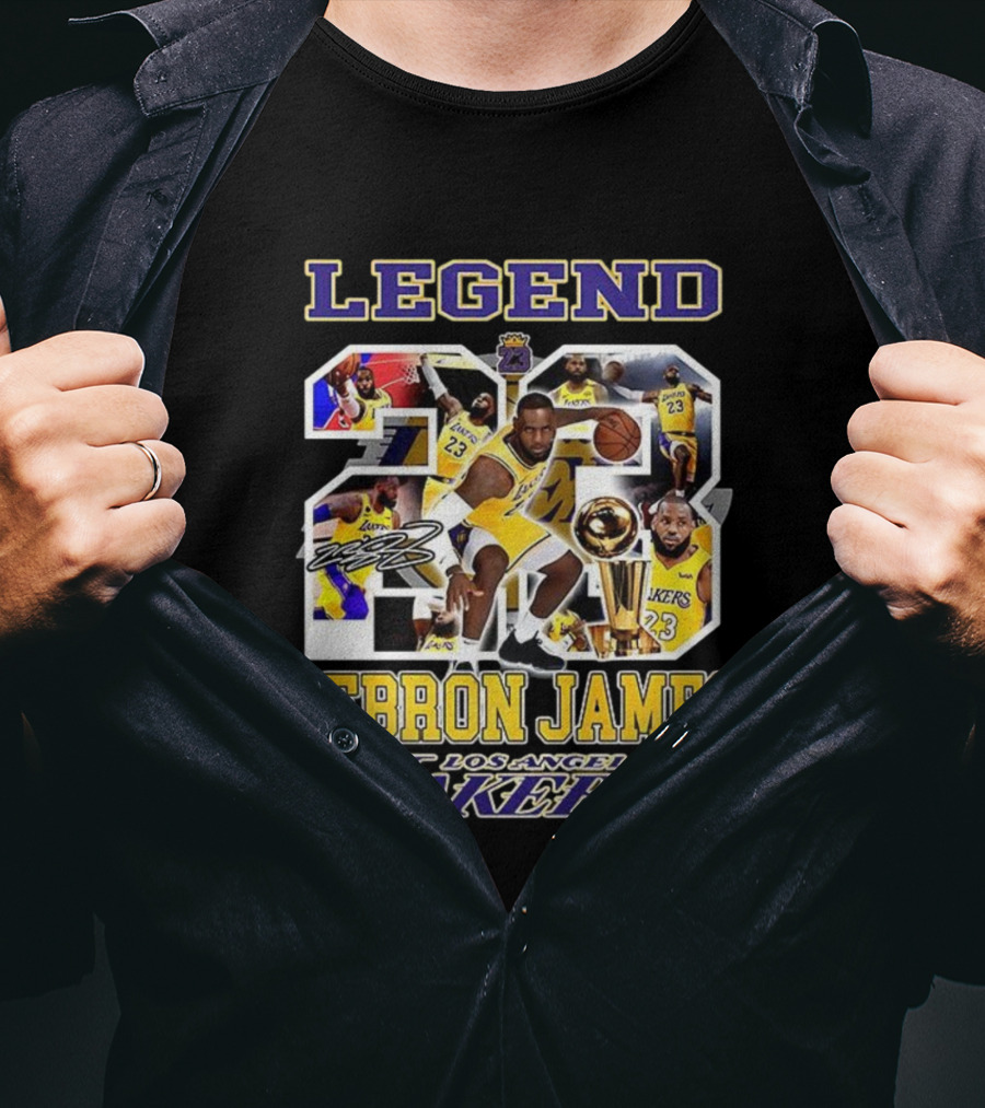 Legend Lebron James Lakers Los Angeles Number 23 Collage Signature T-Shirt