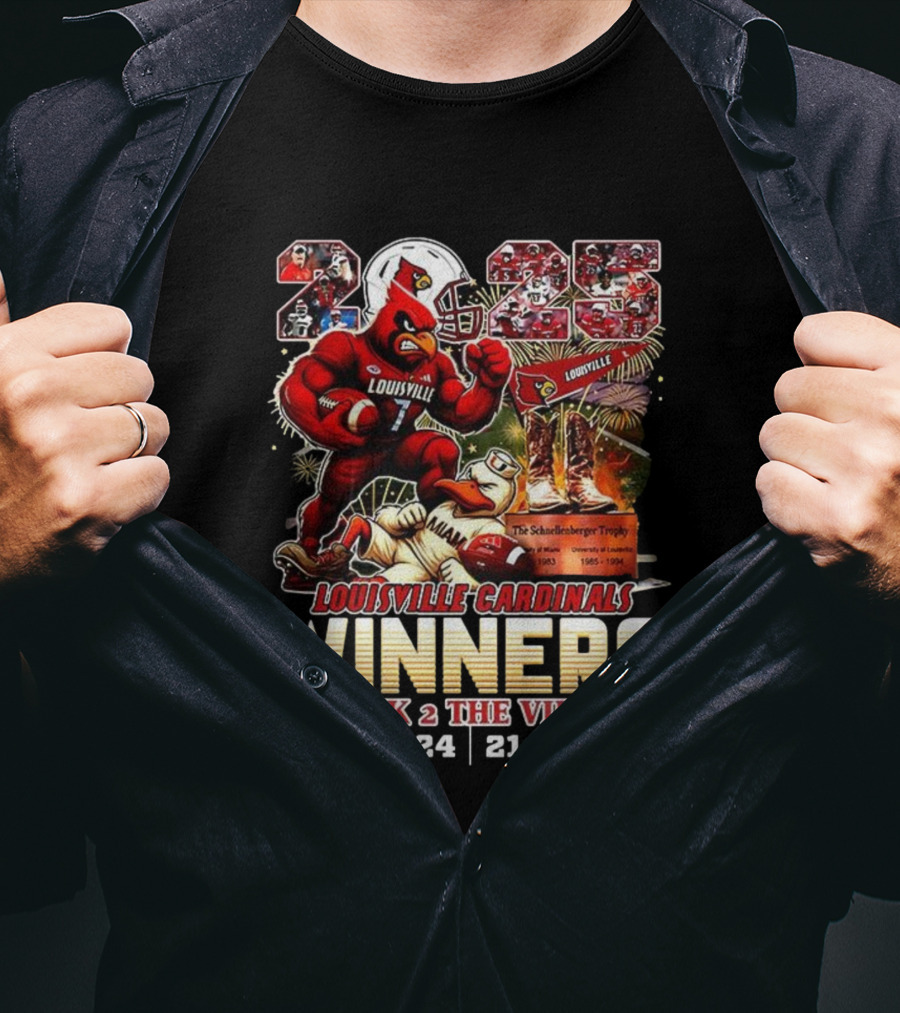 Louisville Cardinals Winners Back 2 The Ville 2025 Schnellenberger Trophy T-Shirt