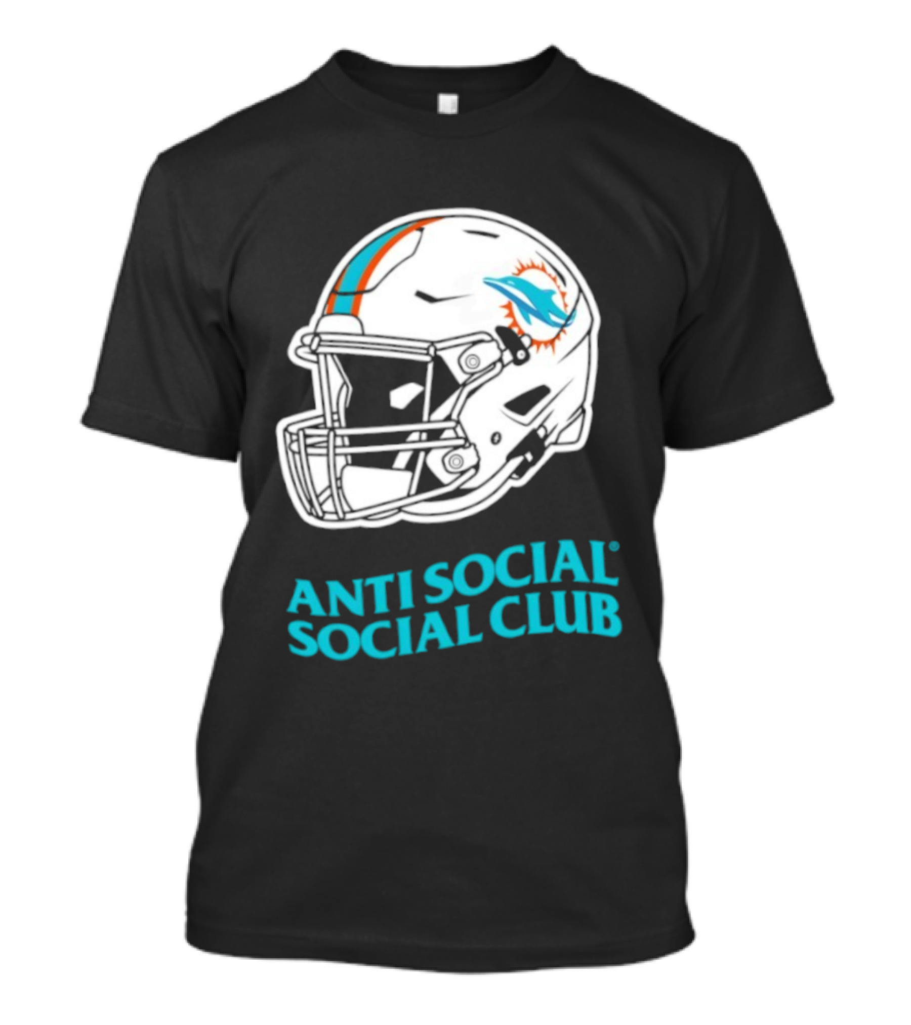 Miami Dolphins Anti Social Social Club Helmet Collaboration T-Shirt
