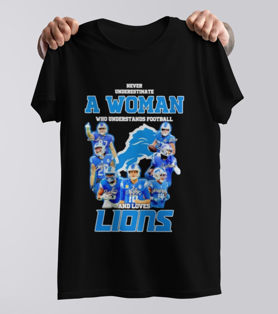 A Woman Who Understands Football And Loves Lions Players T-Shirt