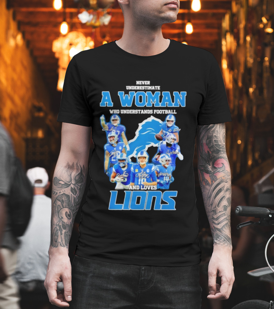 A Woman Who Understands Football And Loves Lions Players T-Shirt