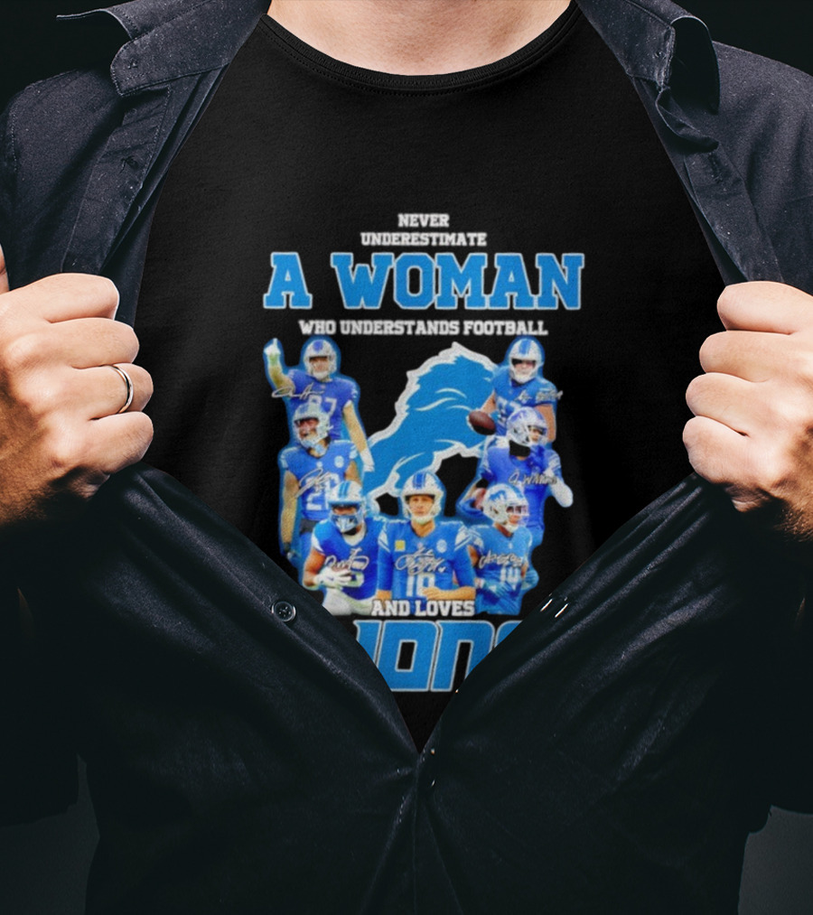 A Woman Who Understands Football And Loves Lions Players T-Shirt