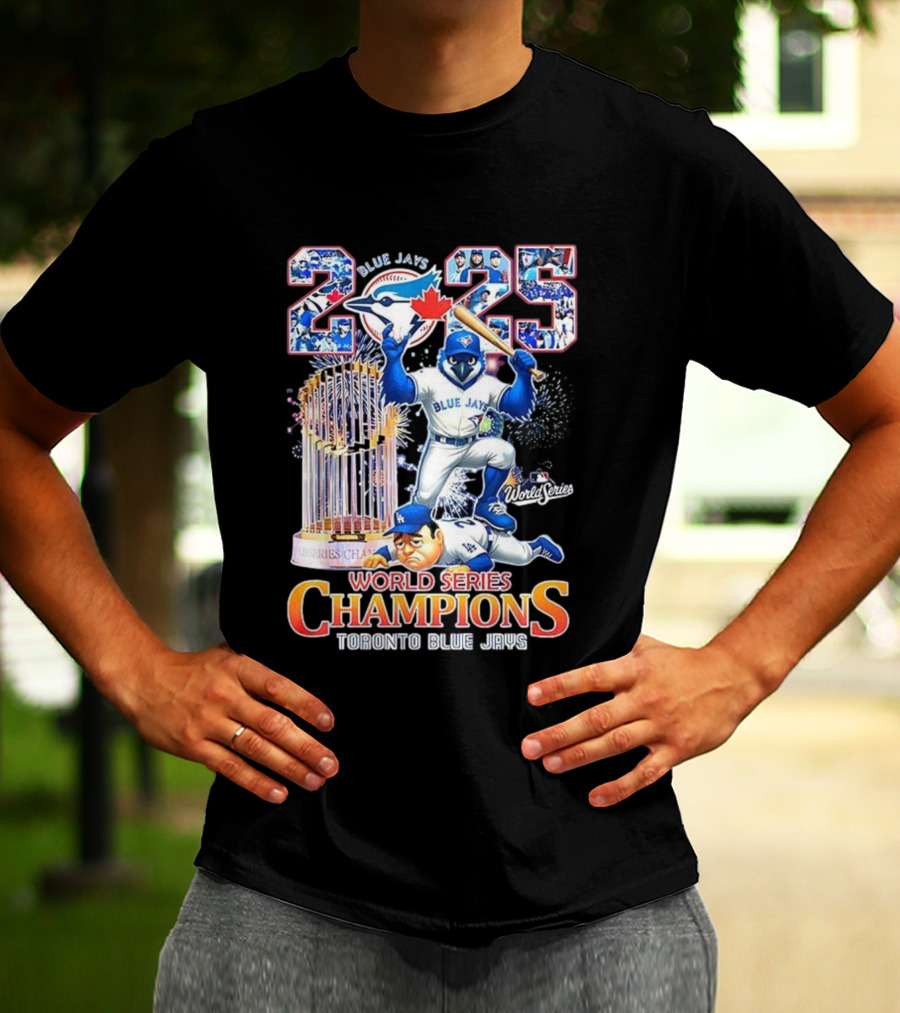 Toronto Blue Jays 2025 World Series Champions Trophy Firework Mascot Celebration T-Shirt