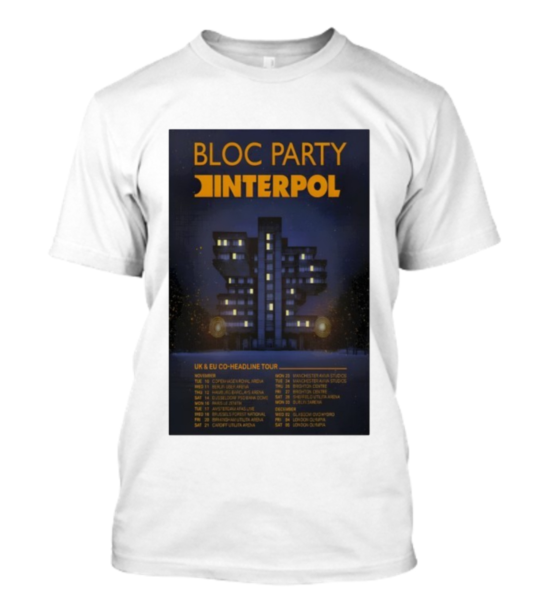 Bloc Party Interpol UK EU Co-Headline Tour November 2026 T-Shirt