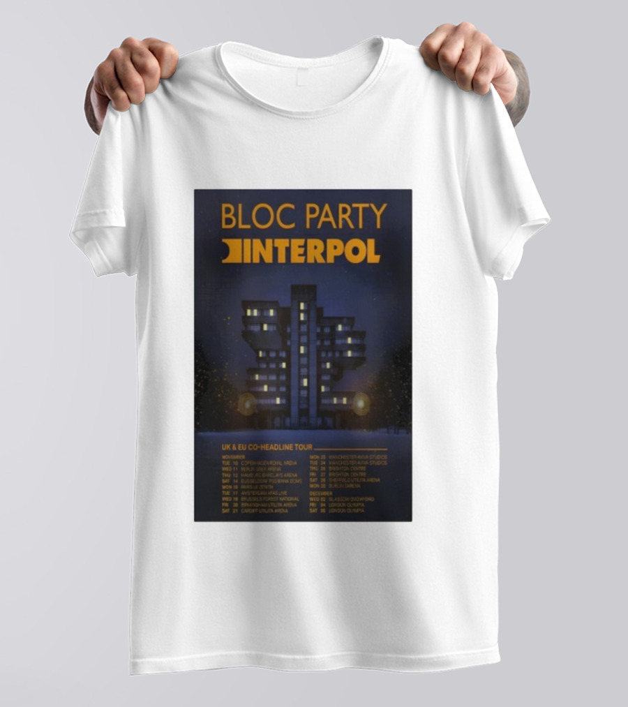 Bloc Party Interpol UK EU Co-Headline Tour November 2026 T-Shirt