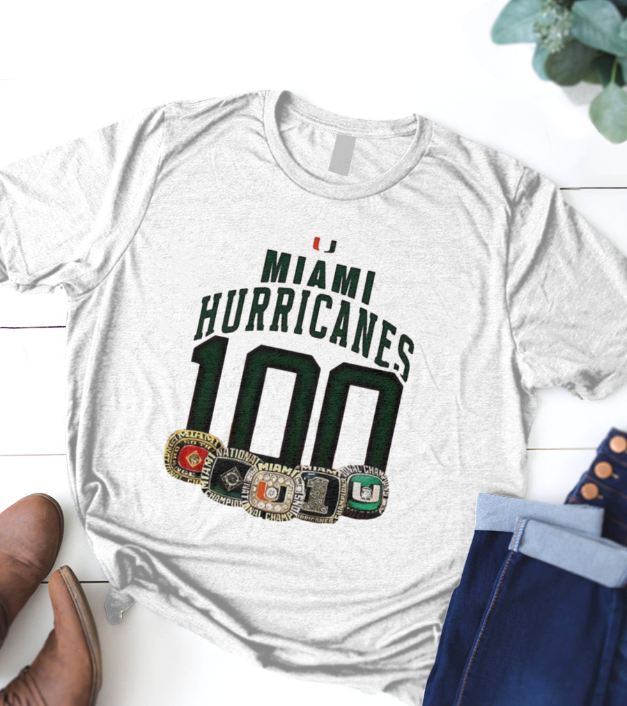 Miami Hurricanes 100 National Champions Rings T-Shirt