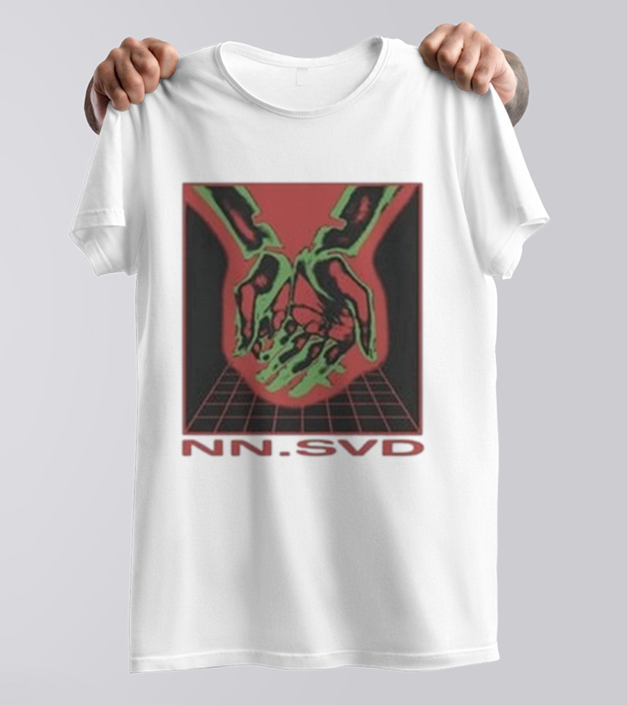 NN SVD Now Saved Hands Green Skeleton Art On Red Background T-Shirt
