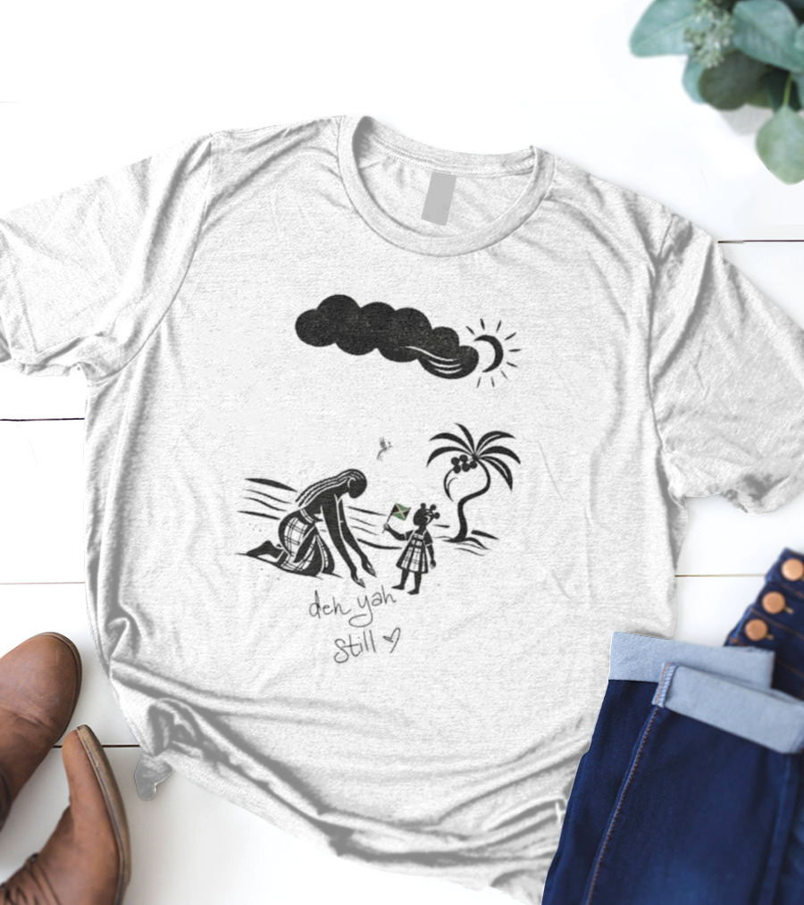 Jodie Turner-Smith X Project Hope Deh Yah Still Jamaican Flag Palm Tree Clouds Sun T-Shirt