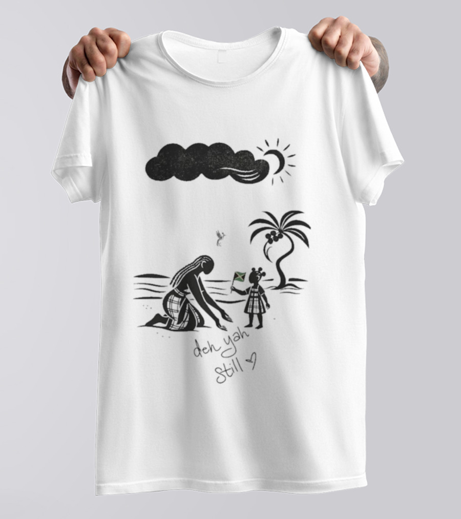 Jodie Turner-Smith X Project Hope Deh Yah Still Jamaican Flag Palm Tree Clouds Sun T-Shirt