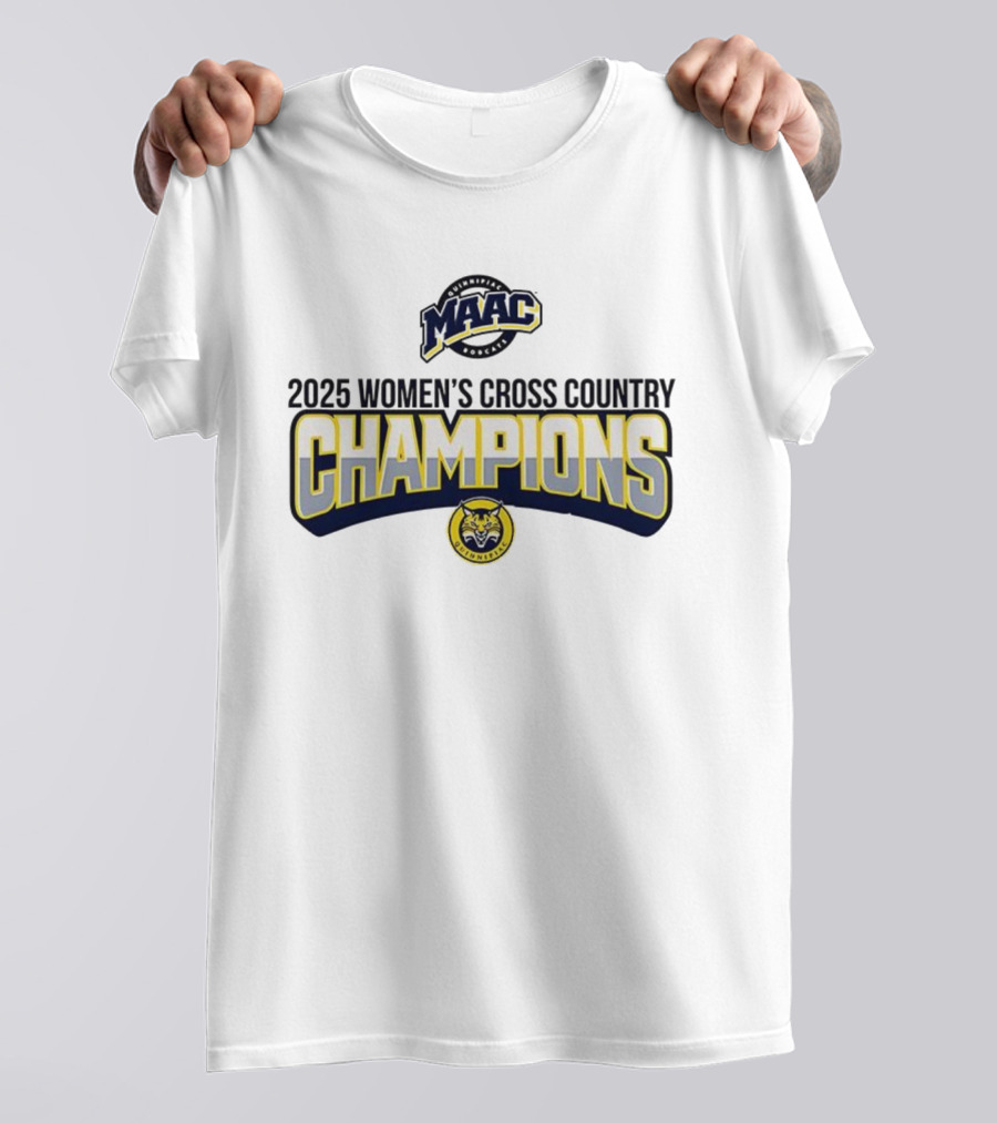 Quinnipiac University 2025 Women's Cross Country Champions MAAC Logo T-Shirt