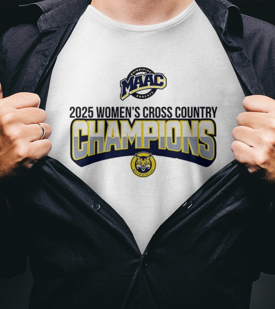 Quinnipiac University 2025 Women's Cross Country Champions MAAC Logo T-Shirt
