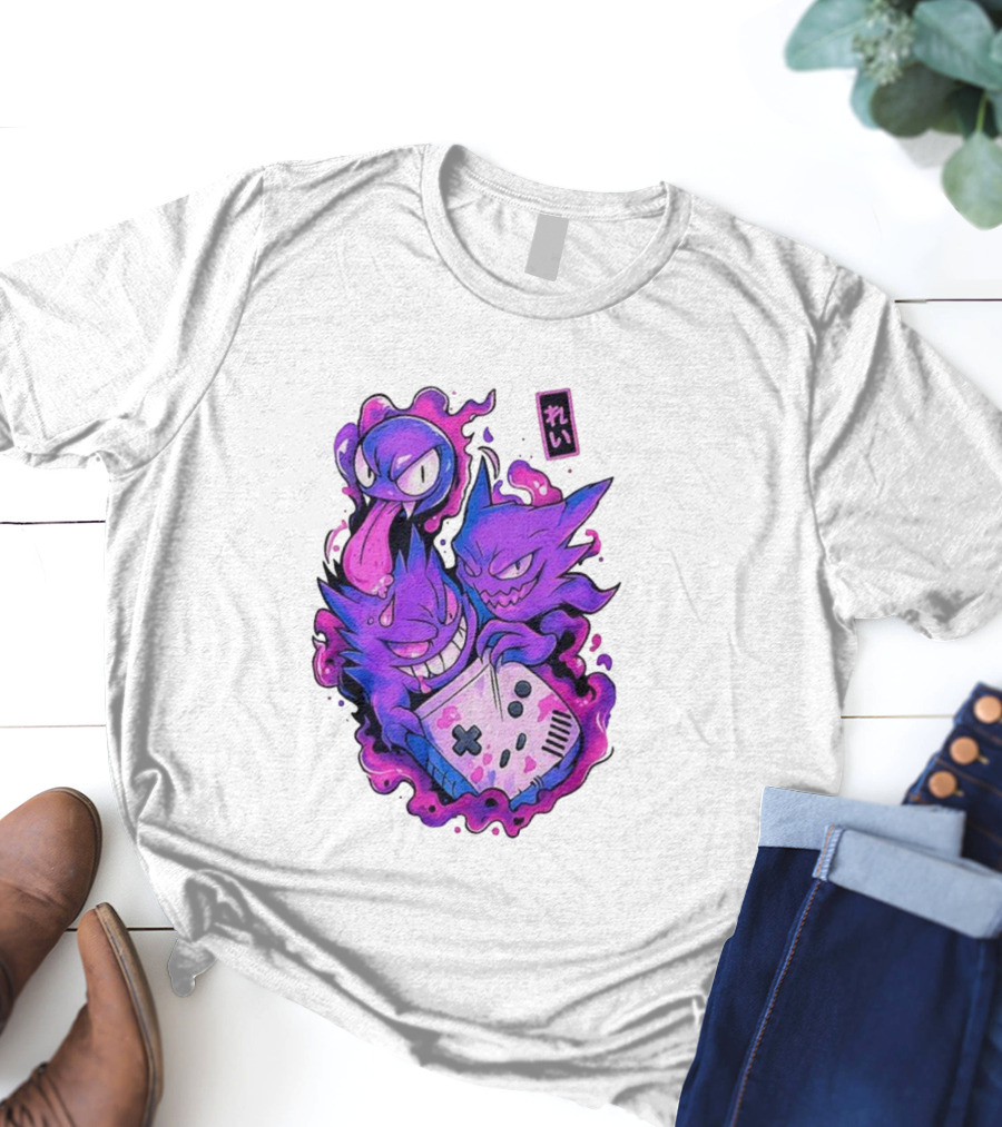Gastly Haunter Gengar Retro Game Console Pokemon Art霊 T-Shirt