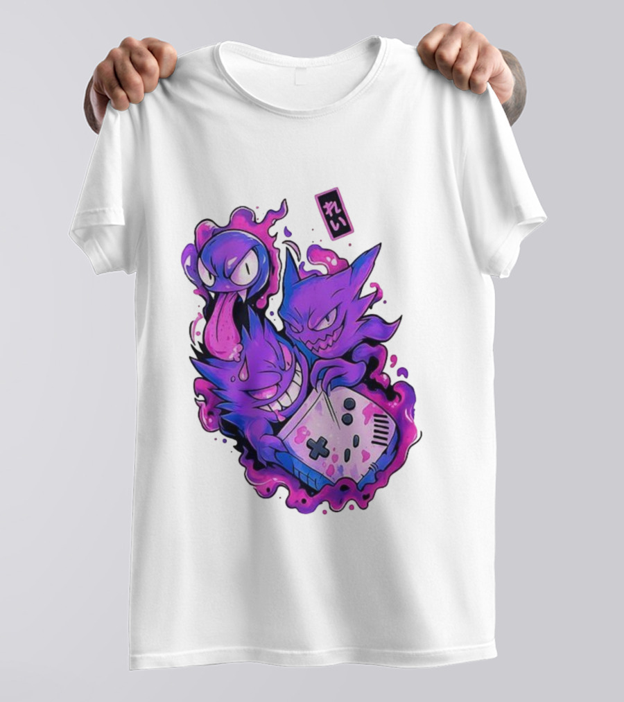 Gastly Haunter Gengar Retro Game Console Pokemon Art霊 T-Shirt