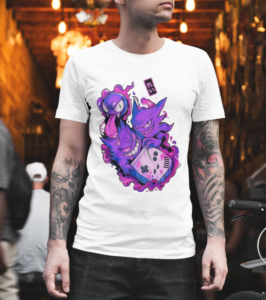 Gastly Haunter Gengar Retro Game Console Pokemon Art霊 T-Shirt