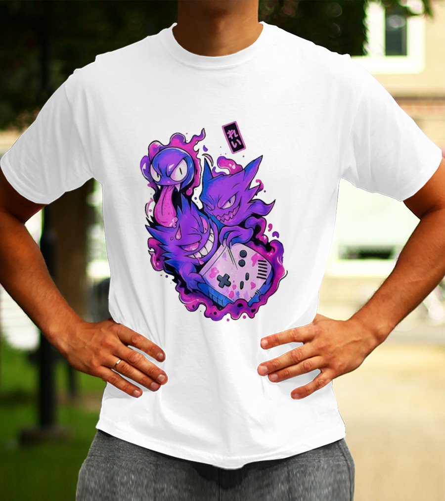 Gastly Haunter Gengar Retro Game Console Pokemon Art霊 T-Shirt
