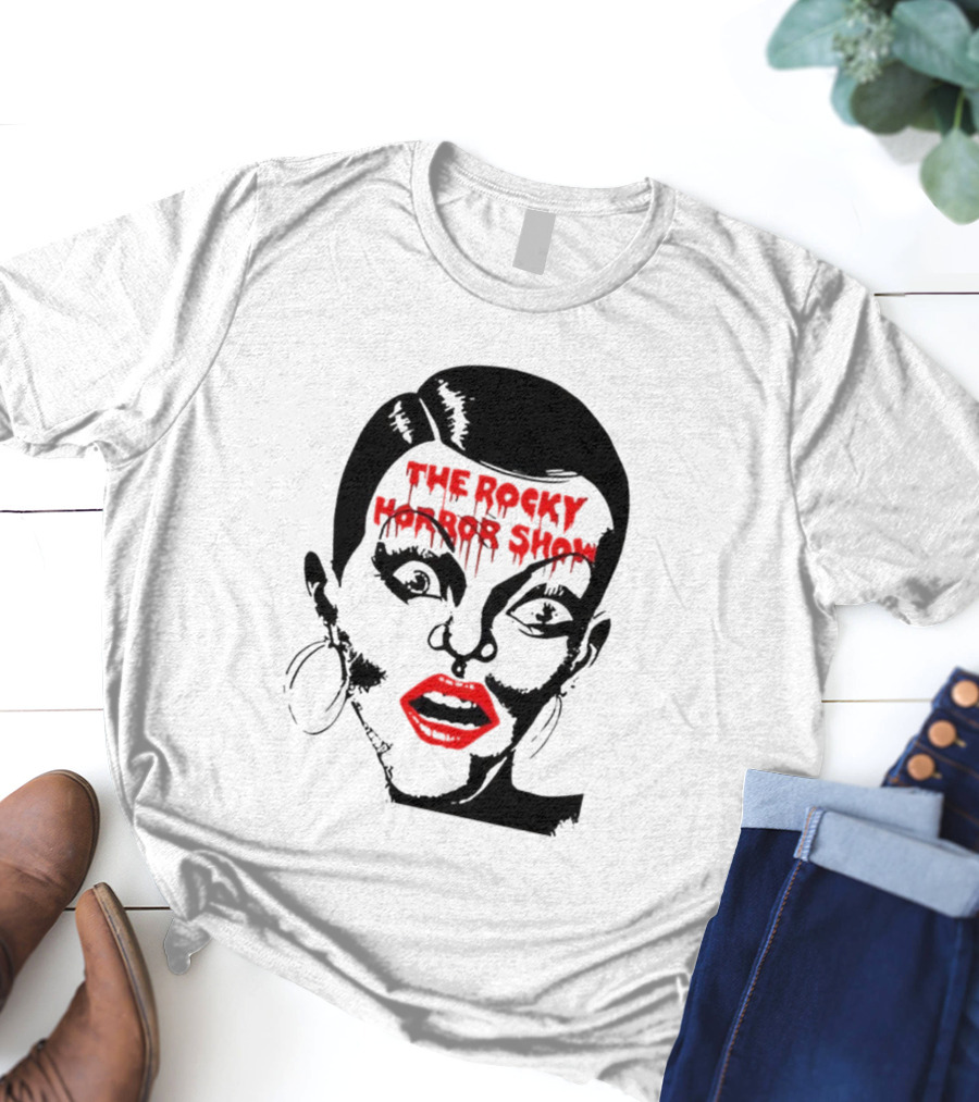 The Rocky Horror Show Dripping Text Vintage 70s Red Lips Graphic T-Shirt
