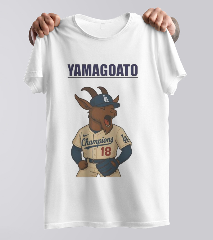 Yamagoato Champions LA 18 Goat Baseball Illustration T-Shirt
