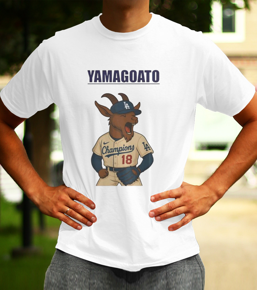 Yamagoato Champions LA 18 Goat Baseball Illustration T-Shirt