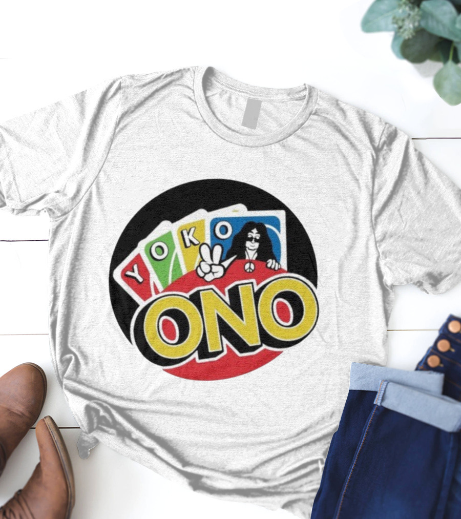 Yoko Ono Uno Peace Sign Card Game Mashup T-Shirt