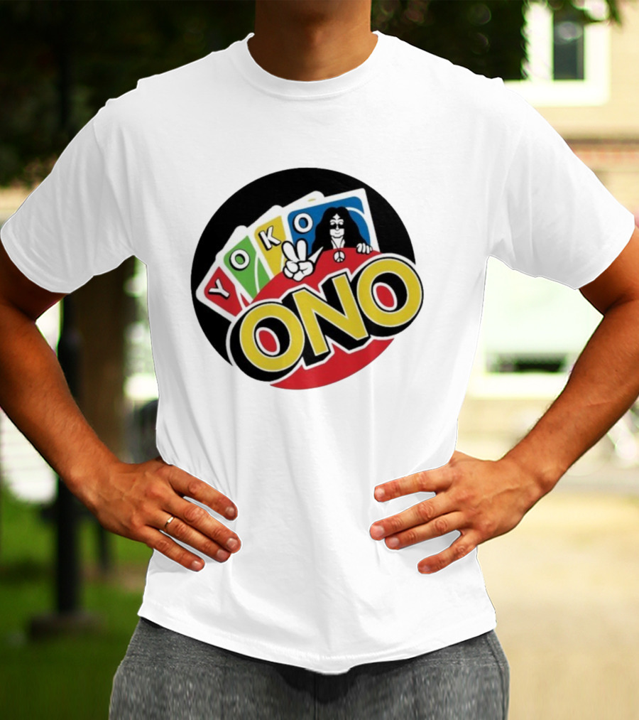 Yoko Ono Uno Peace Sign Card Game Mashup T-Shirt