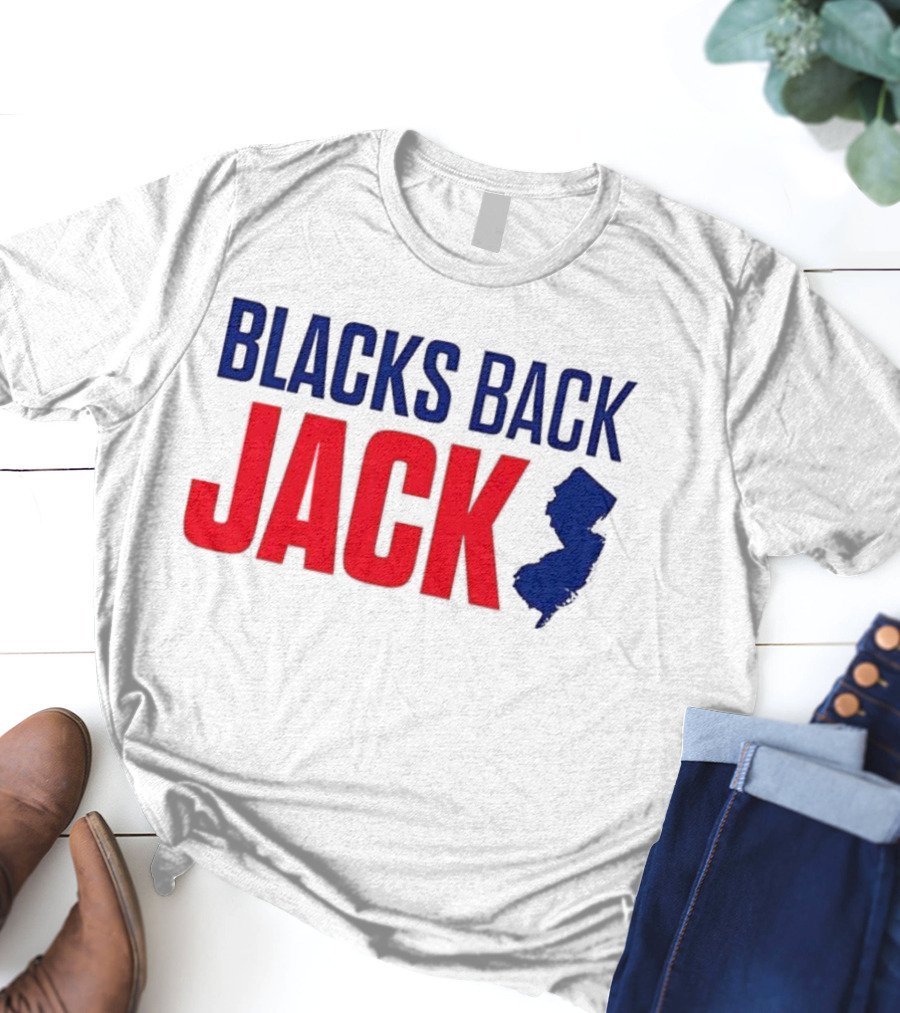 Blacks Back Jack New Jersey Map Support T-Shirt