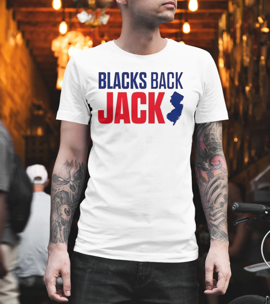 Blacks Back Jack New Jersey Map Support T-Shirt