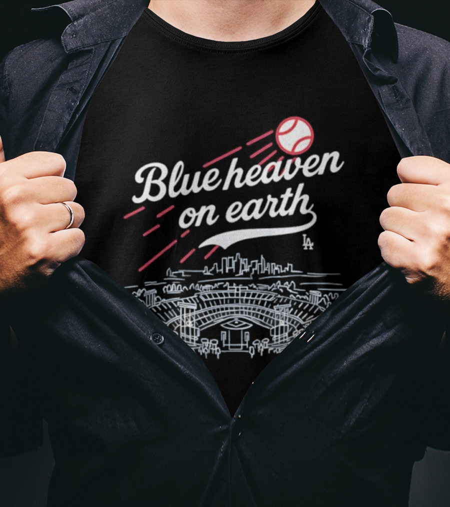 Blue Heaven On Earth Dodger Stadium Baseball Scene T-Shirt