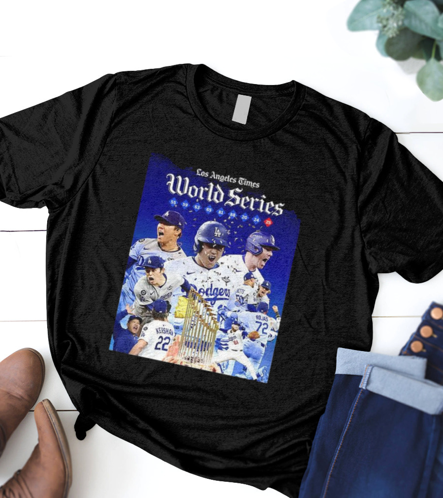 Los Angeles Dodgers World Series Champions 2025 Celebration With Iconic Moments And Championship Years T-Shirt
