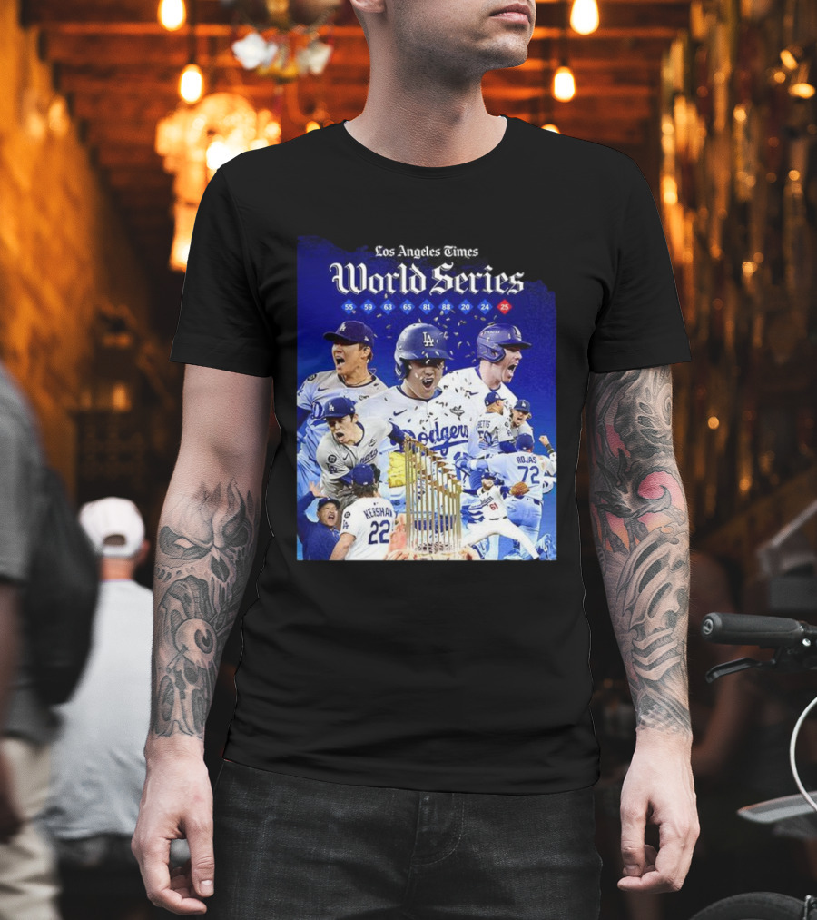 Los Angeles Dodgers World Series Champions 2025 Celebration With Iconic Moments And Championship Years T-Shirt