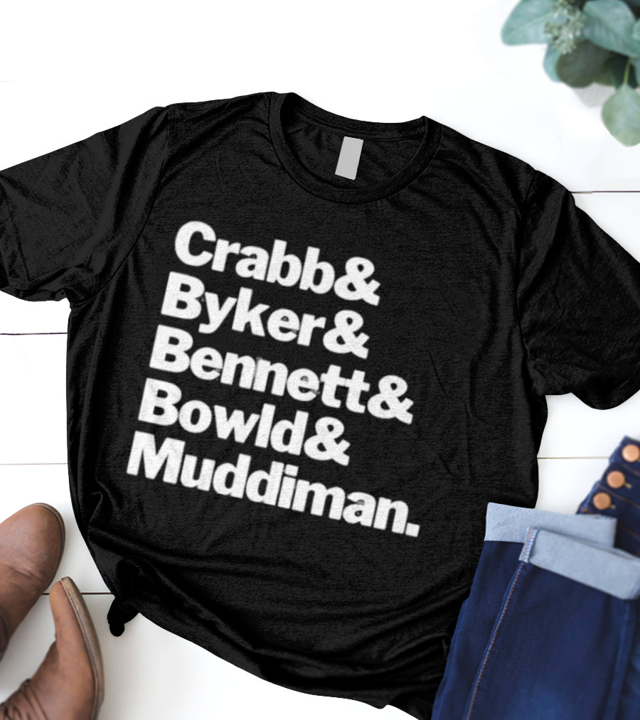 Crabb Byker Bennett Bowld Muddiman Iconic Names List T-Shirt