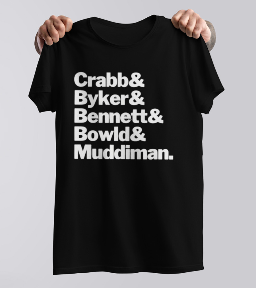 Crabb Byker Bennett Bowld Muddiman Iconic Names List T-Shirt