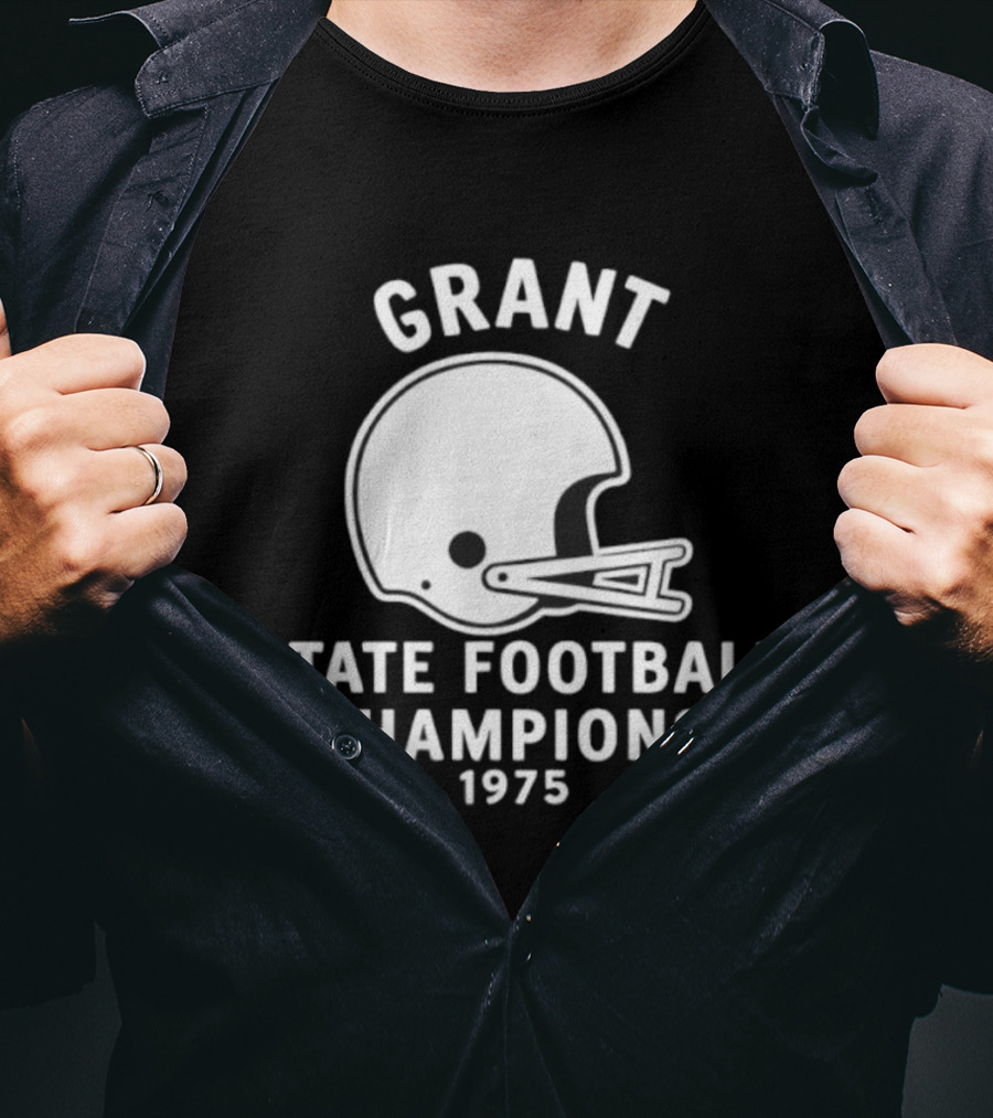 Grant State Football Champions 1975 Helmet T-Shirt
