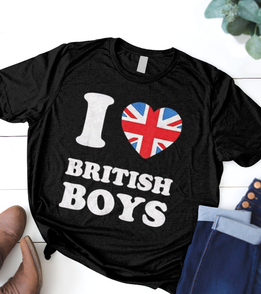 I Love British Boys Union Jack Heart Design T-Shirt