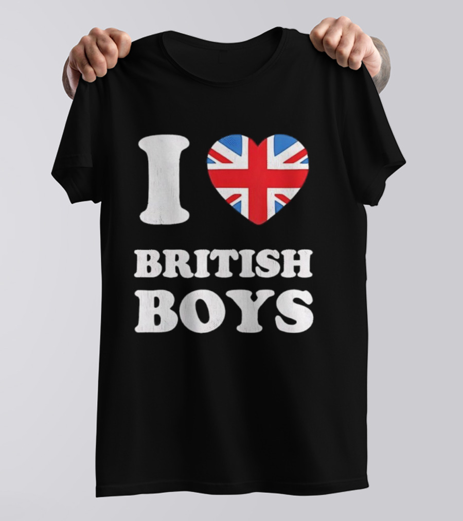 I Love British Boys Union Jack Heart Design T-Shirt