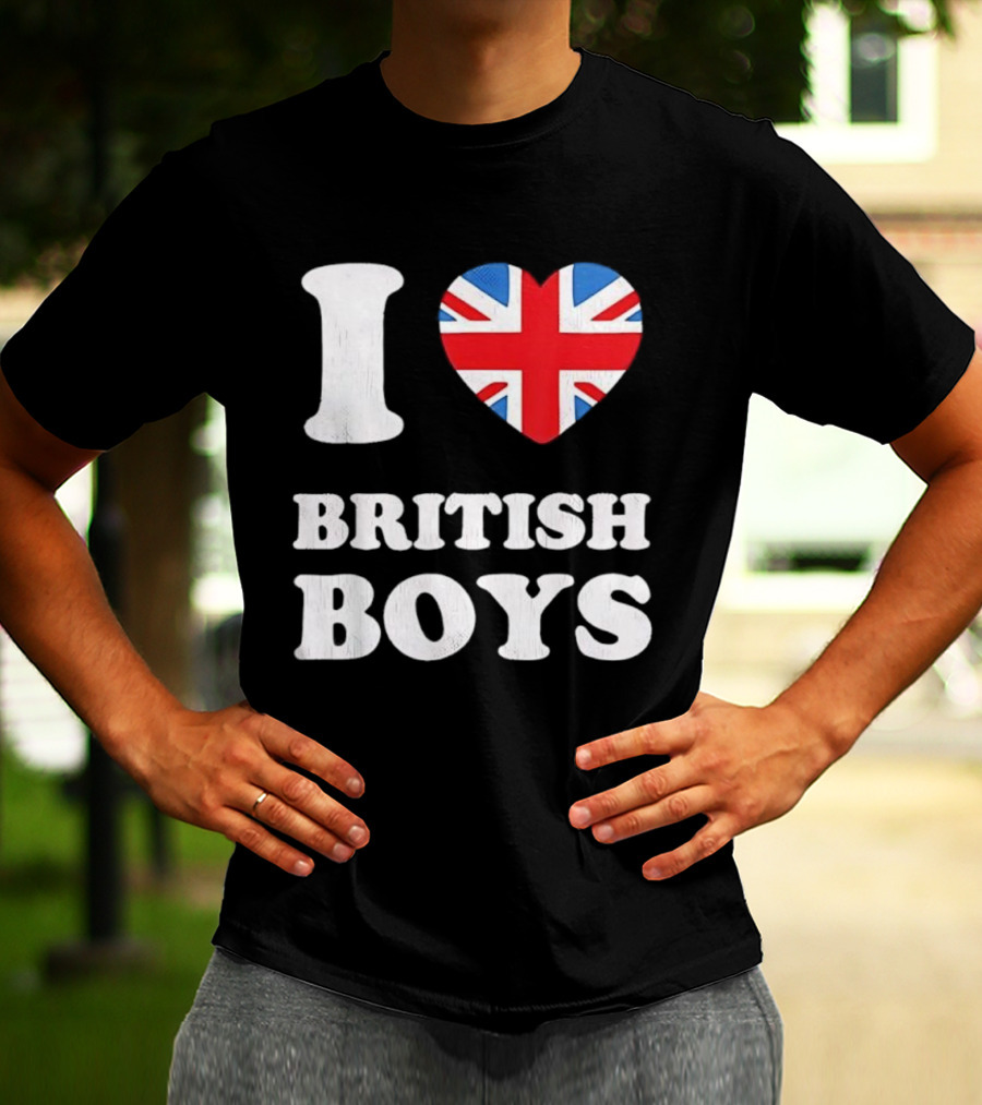 I Love British Boys Union Jack Heart Design T-Shirt