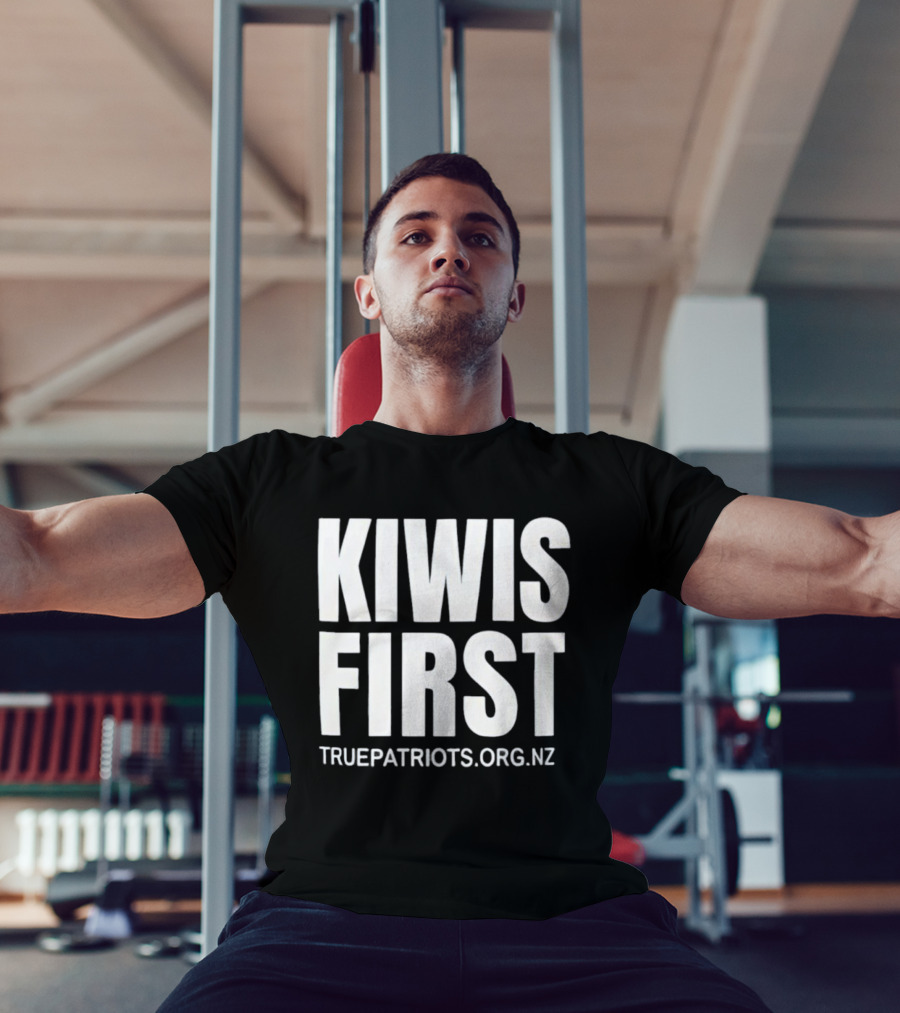 Kiwis First Truepatriots.org.nz Bold Text Statement T-Shirt