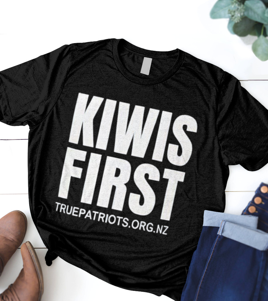 Kiwis First Truepatriots.org.nz Bold Text Statement T-Shirt