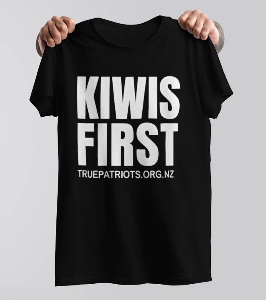 Kiwis First Truepatriots.org.nz Bold Text Statement T-Shirt