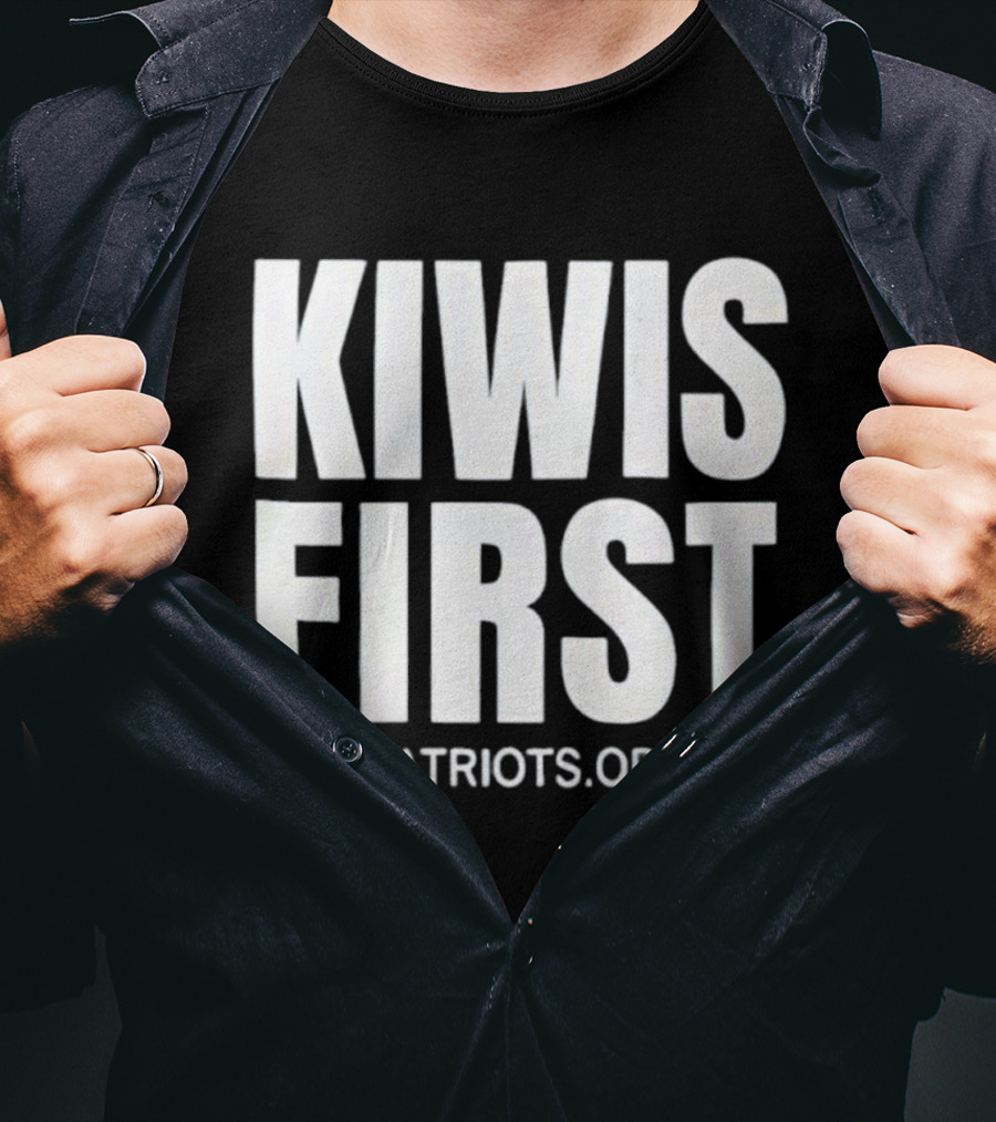 Kiwis First Truepatriots.org.nz Bold Text Statement T-Shirt
