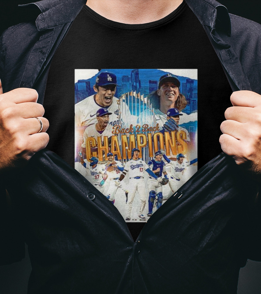 Back 2 Back Champions Los Angeles Dodgers 2025 Celebration T-Shirt