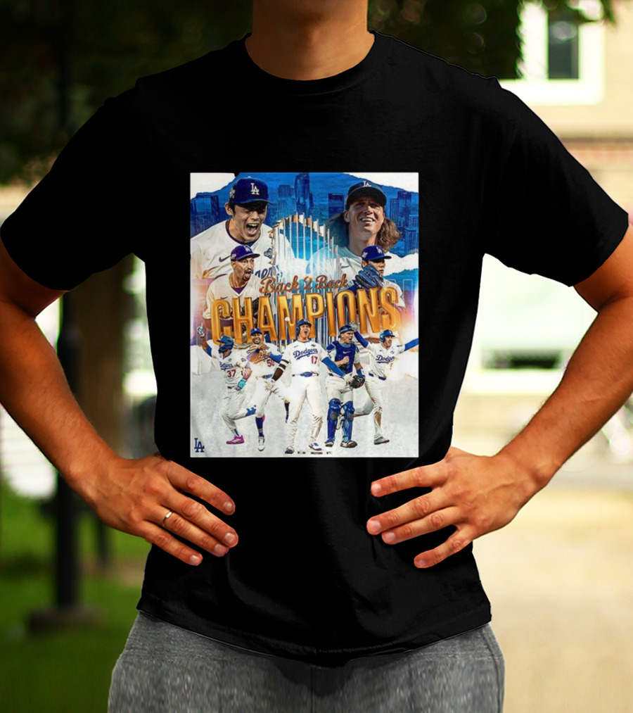 Back 2 Back Champions Los Angeles Dodgers 2025 Celebration T-Shirt