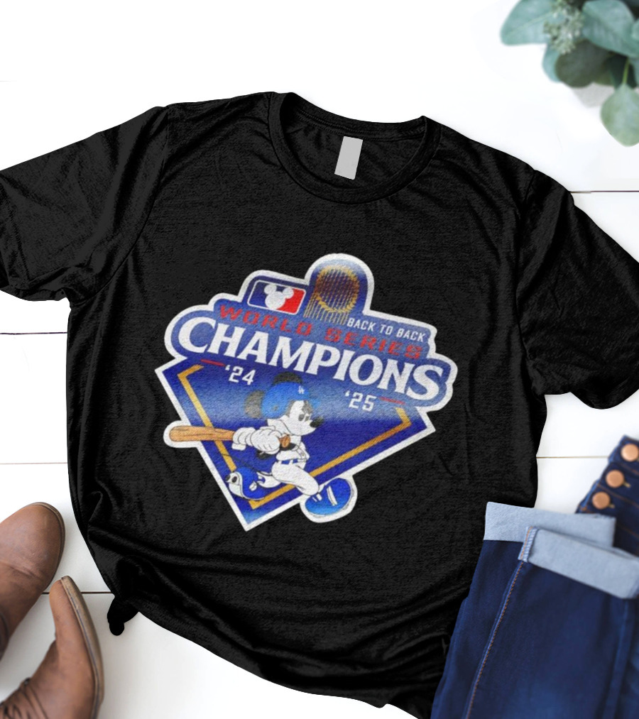 Back To Back World Series Champions '24 '25 Mickey Mouse Dodgers T-Shirt